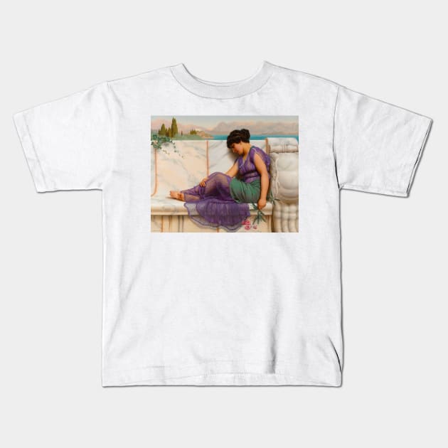 Summer Idleness, Day Dreams by John William Godward Kids T-Shirt by Classic Art Stall